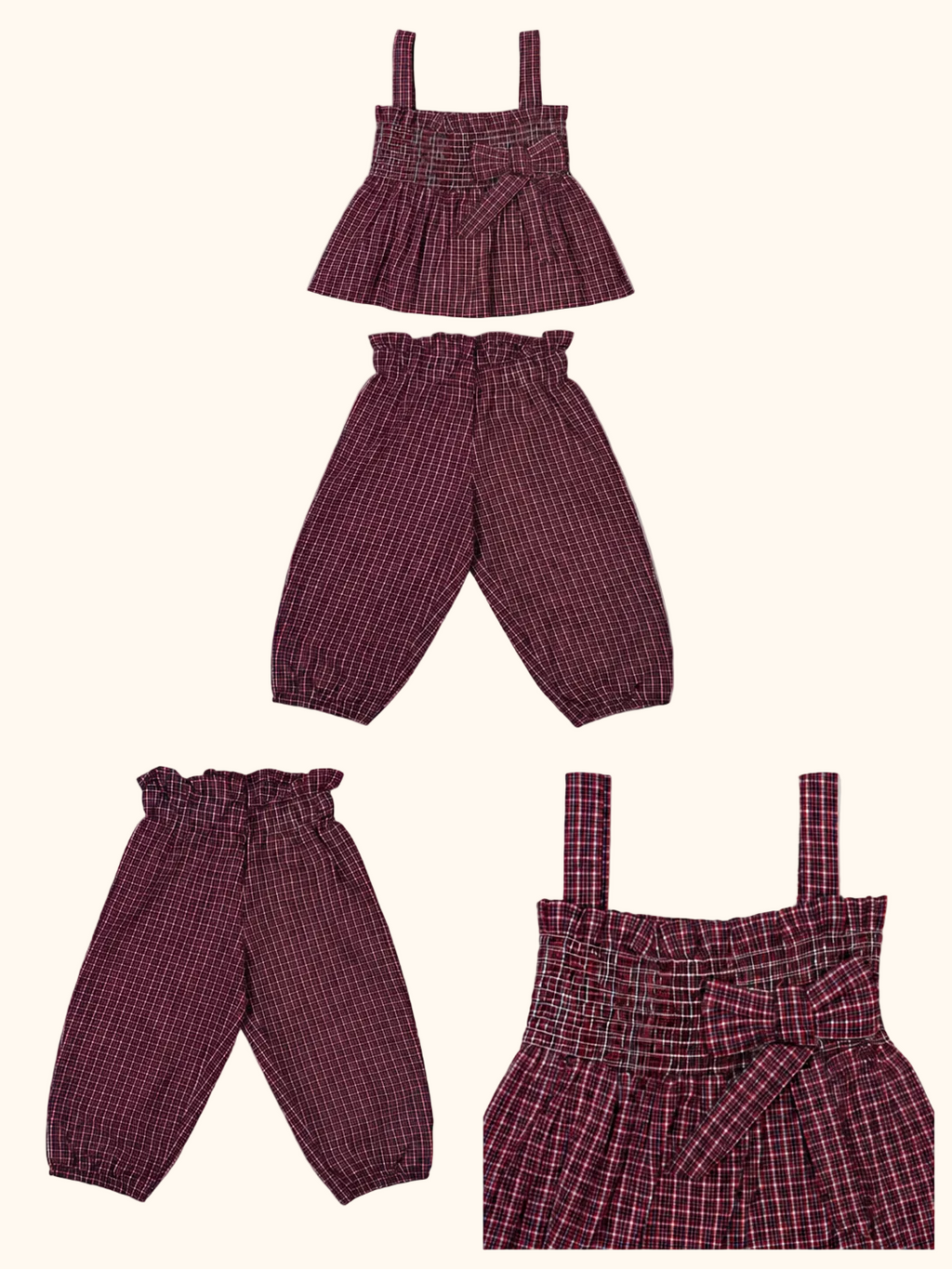 Red Plaid Smocked Two-Piece Set