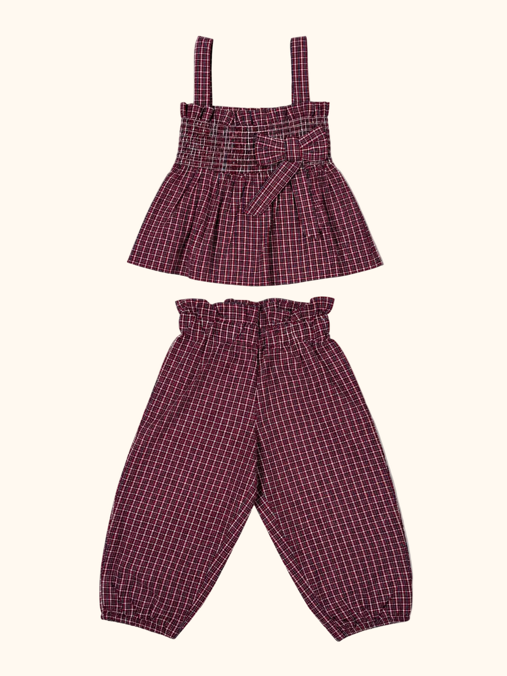 Red Plaid Smocked Two-Piece Set
