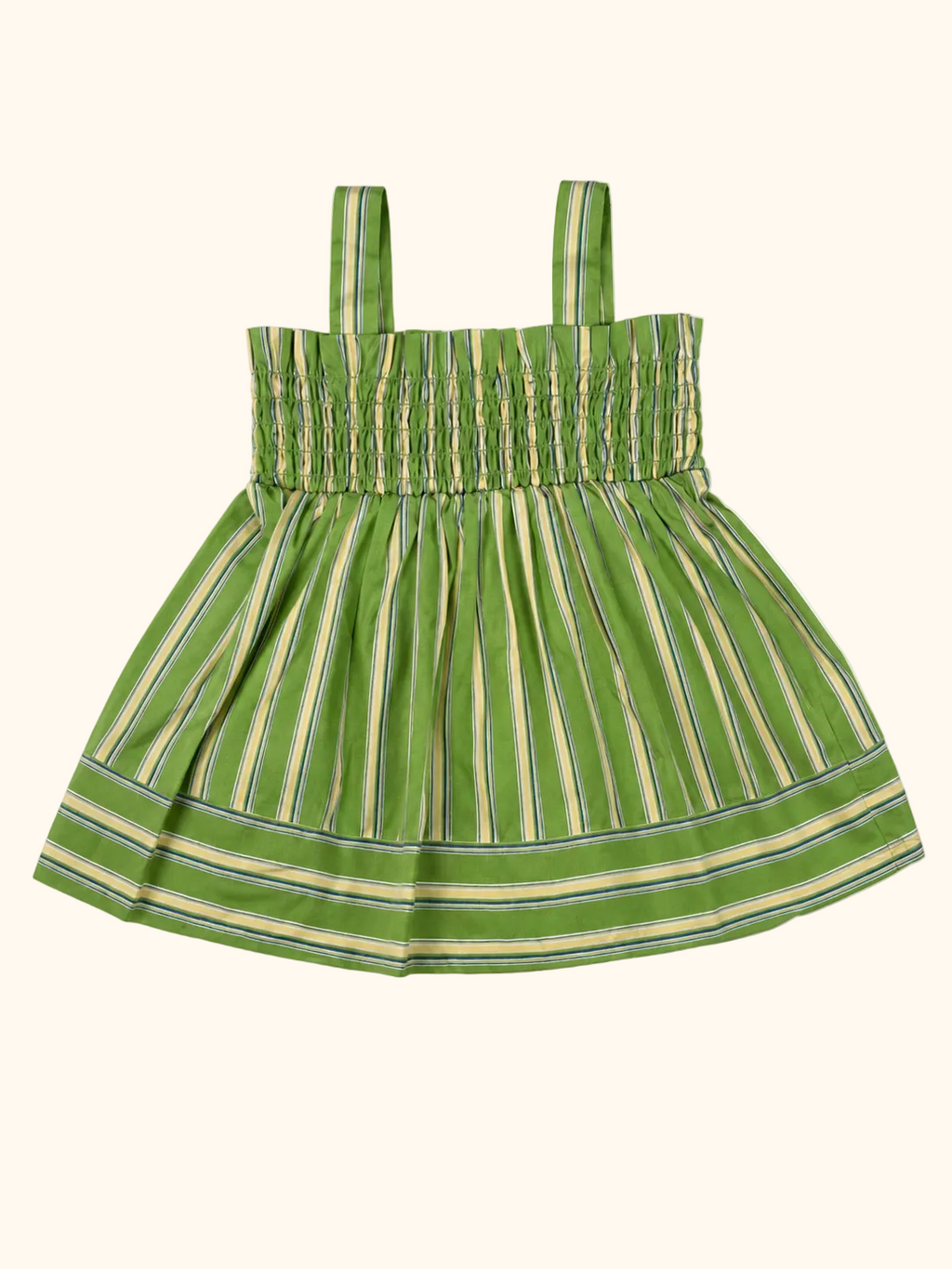 Green Striped Smocked Top & Shorts Set