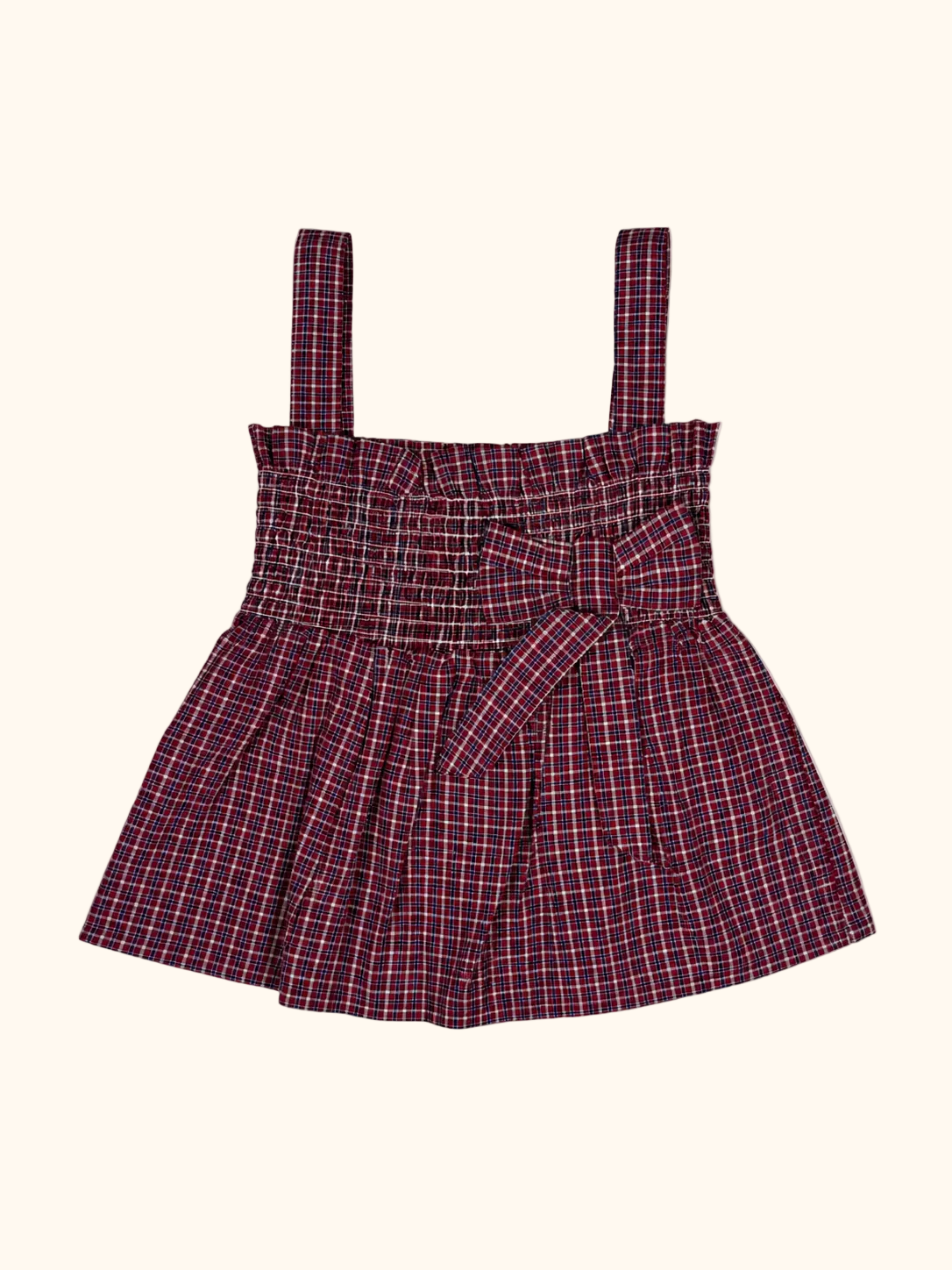 Red Plaid Smocked Two-Piece Set