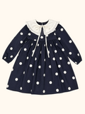 Polka Dotted Navy Blue Dress