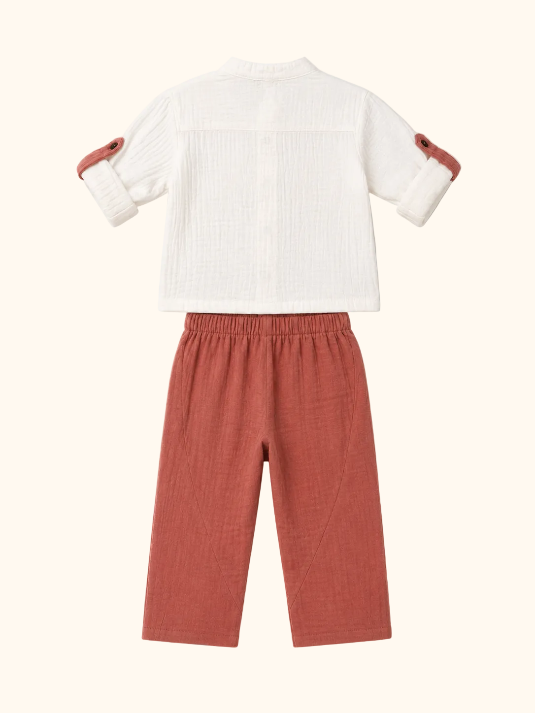 Muslin White Shirt &amp; Terracotta Pants Set