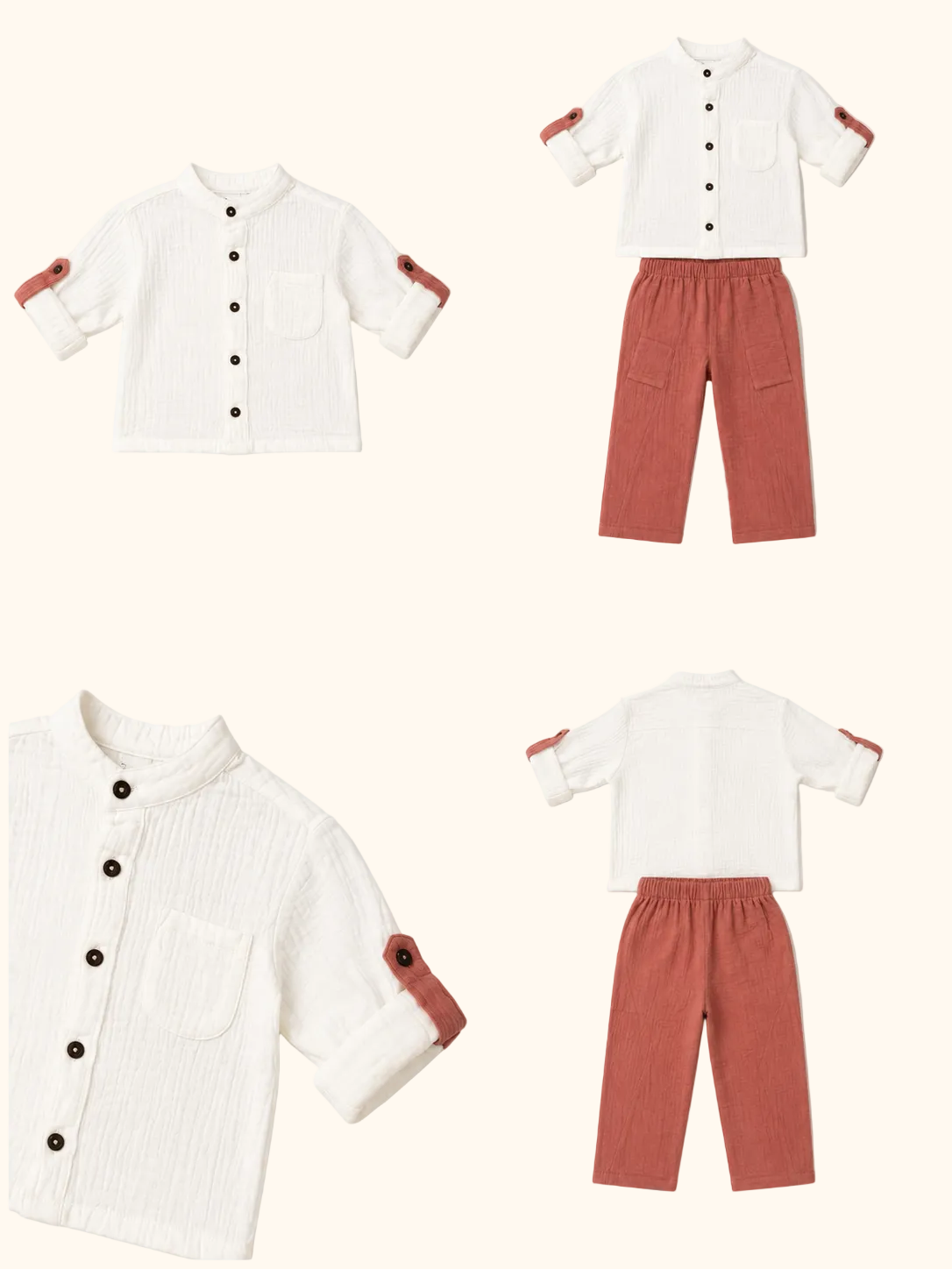 Muslin White Shirt &amp; Terracotta Pants Set