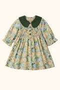 Floral Smocked Dress with Green Collar