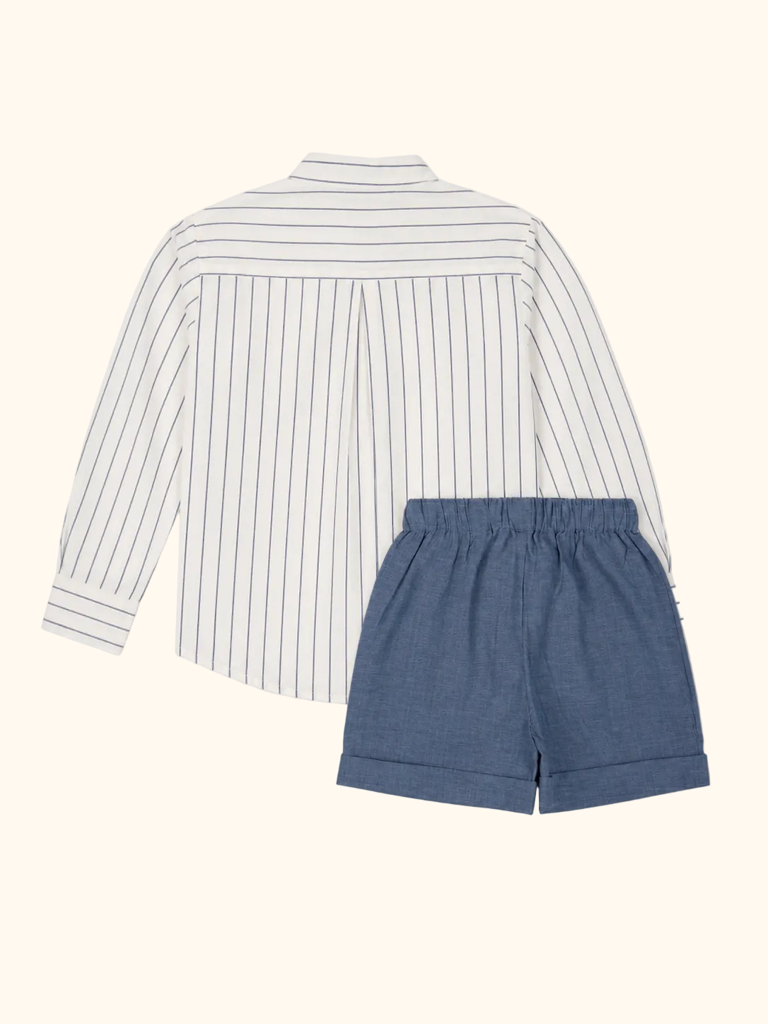 Blue Pinstripe Shirt & Shorts Set