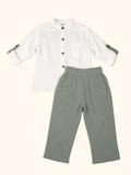 Muslin White Shirt & Sage Green Pants Set