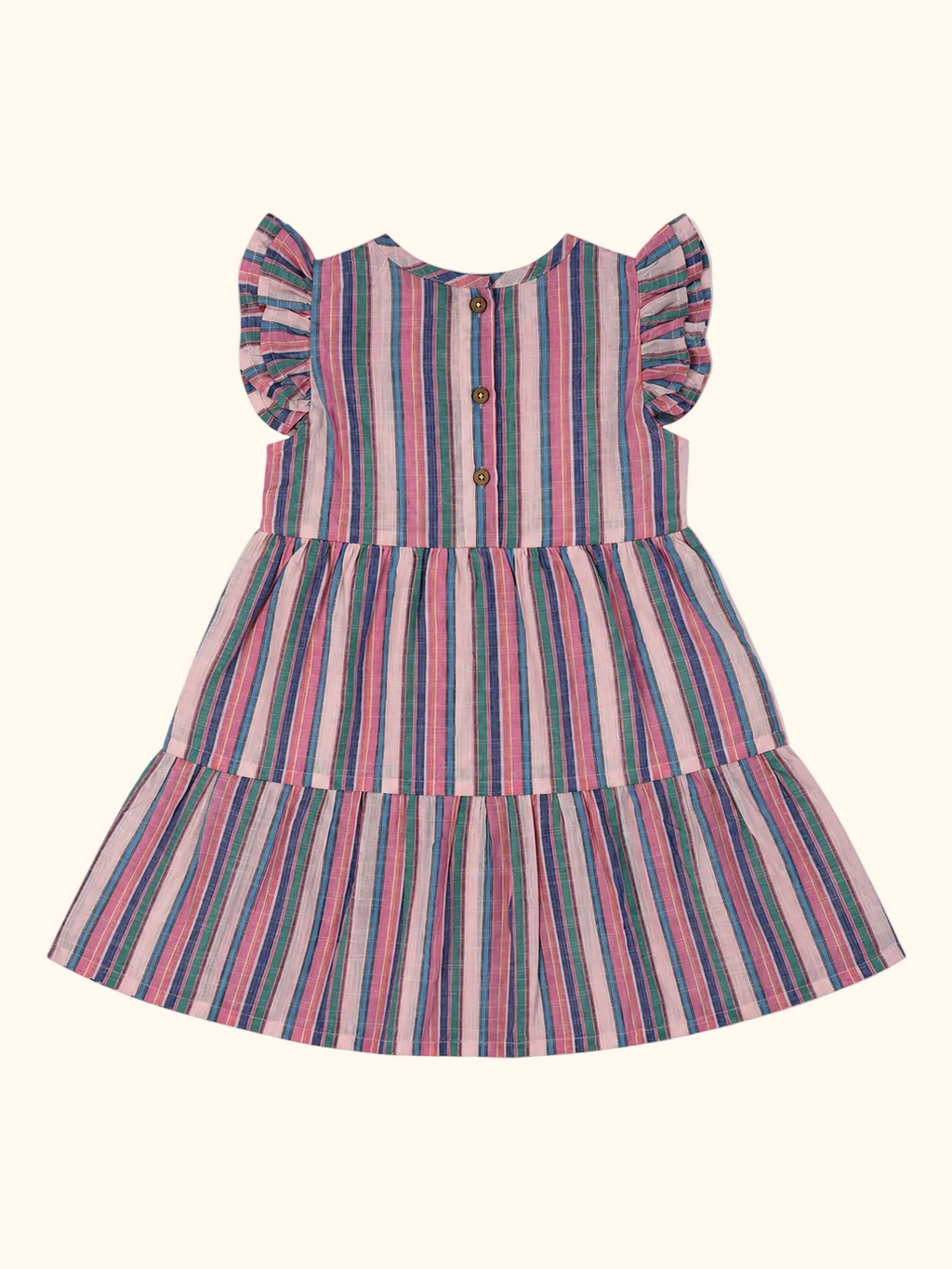 Multicolor Striped Heart Ruffle Dress