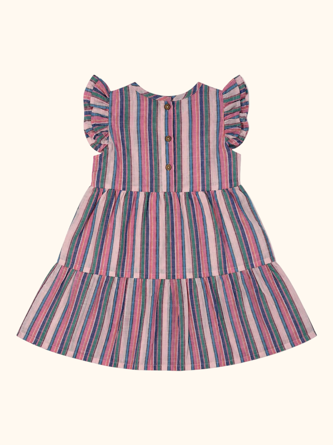 Multicolor Striped Heart Ruffle Dress
